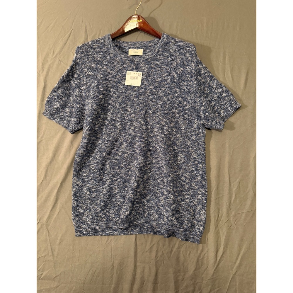 American Eagle Outfitters Mens Small Blue Marled Cotton Short Sleeve T-Shirt